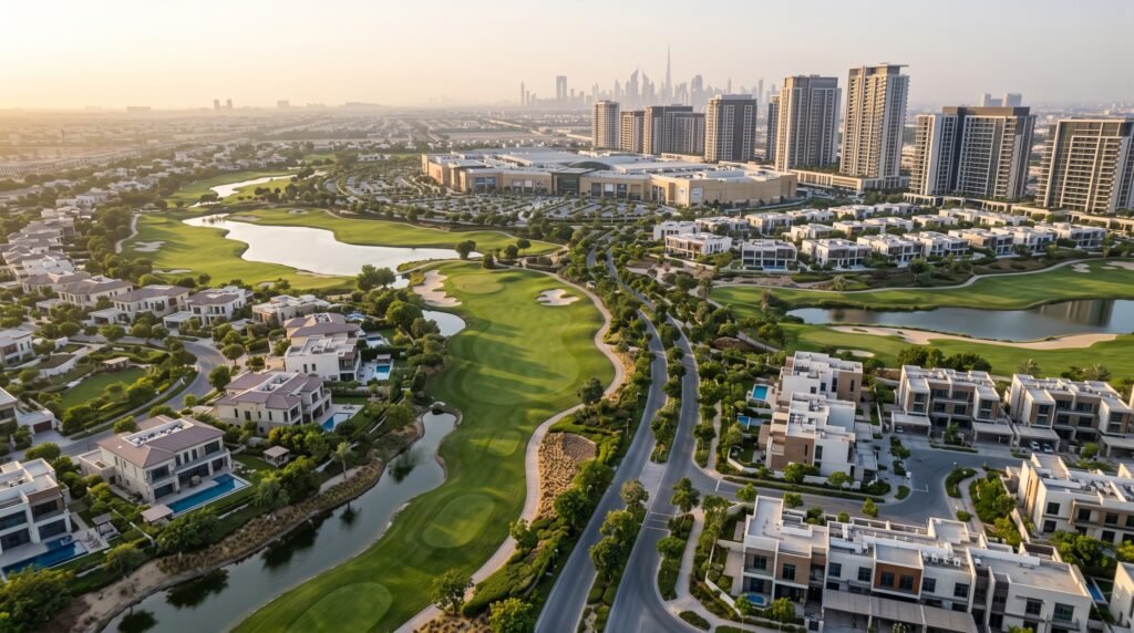 Dubai Hills Estate golf course, homes and community amenities